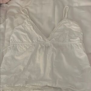 Brandy Melville White Linen Tank Top